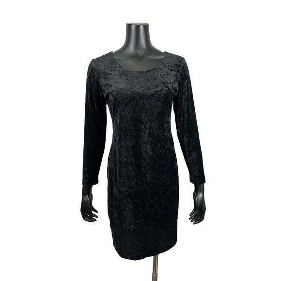 Dresses & Skirts - Petite Jazz Long‎ Sleeve Velvet Bodycon Dress Black Women's Size 8 Vintage 90s